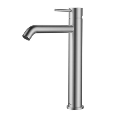 Ikon Hali Brushed Nickel Tall Basin Mixer Tap, front view