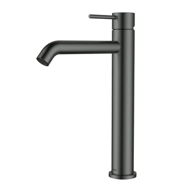 Ikon Hali Gun Metal Tall Basin Mixer Tap, front view