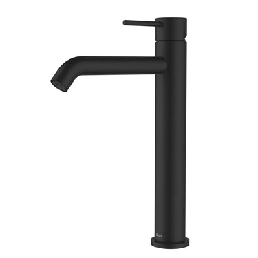 Ikon Hali Matte Black Tall Basin Mixer Tap, front view