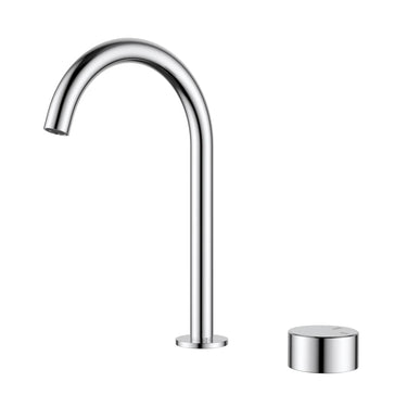 Ikon Hali Chrome Gooseneck Tall Basin Mixer Set, front view