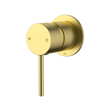 Ikon Hali Brushed Gold Shower Wall Mixer 60mm Cover Plate, front view