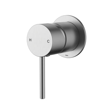 Ikon Hali Brushed Nickel Shower Wall Mixer 60mm Cover Plate, front view