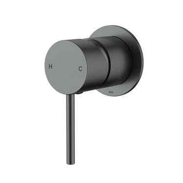 Ikon Hali Gun Metal Shower Wall Mixer 60mm Cover Plate, front view