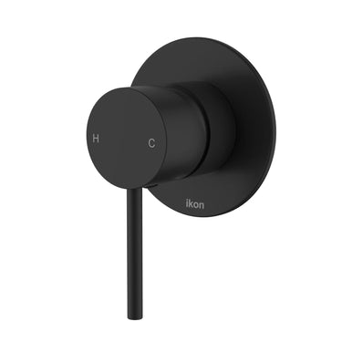 Ikon Hali Matte Black Shower Wall Mixer, front view