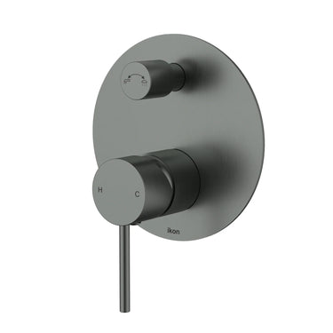 Ikon Hali Gun Metal Shower Wall Mixer with Diverter, front view