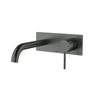 Ikon Hali Gun Metal Wall Basin Mixer Set 225mm Spout Curved, front view