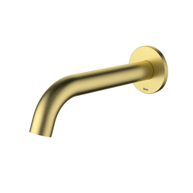 Ikon Hali Brushed Gold Bath Spout 175mm Curved, front view