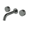 Ikon Hali Gun Metal Wall Basin Tap Set 181mm Spout, front view