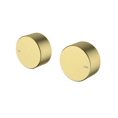 Ikon Hali Brushed Gold Shower Wall Taps, front view