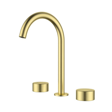 Ikon Hali Brushed Gold Basin Tap Set, front view
