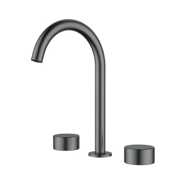 Ikon Hali Gun Metal Basin Tap Set, front view