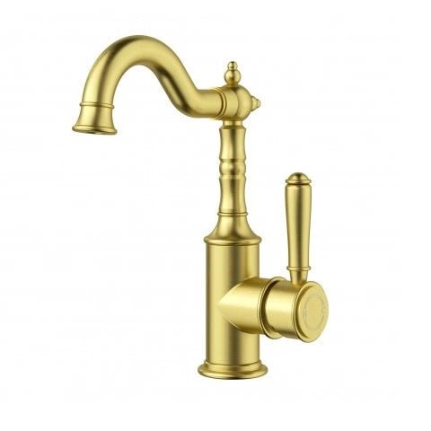 Ikon Clasico Tall Basin Mixer Brushed Gold - RJ Bathroom