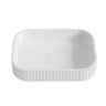 Jasper Fluted 500mm solid surface stone rectangular above counter basin in gloss white