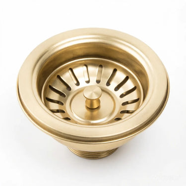 Kitchen sink strainer waste in light brushed brass with removable basket