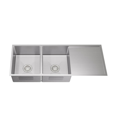 Kliff 1140x440mm Stainless Steel double bowl kitchen sink with drainer