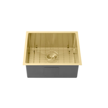 Kliff 440x440mm Light Brushed Brass single bowl kitchen sink