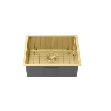 Kliff 580x440mm Light Brushed Brass single bowl kitchen sink