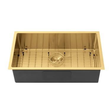 Kliff 760x440mm Brushed Brass single bowl kitchen sink