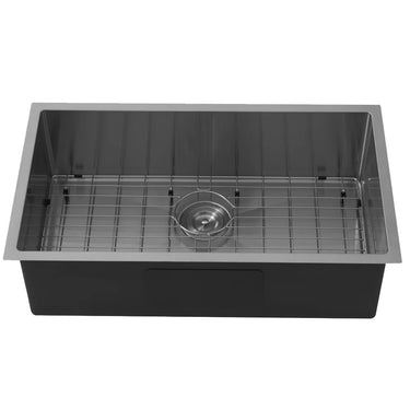 Kliff 760x440mm Gun Metal single bowl kitchen sink