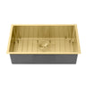 Kliff 760x440mm Light Brushed Brass single bowl kitchen sink