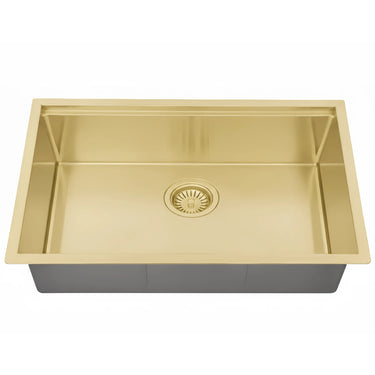 Kliff 810x440mm Light Brushed Brass single bowl kitchen sink