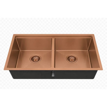 Kliff 820x450mm Brushed Bronze double bowl kitchen sink