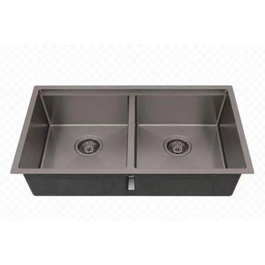 Kliff 820x450mm Gun Metal double bowl kitchen sink