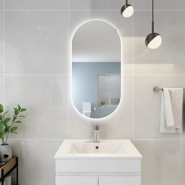 LED Mirror 450x900mm Olivia Oval Frameless Anti - Fog Backlit Bathroom - RJ Bathroom