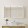 1200mm matte white LED shaving cabinet above a double bathroom vanity