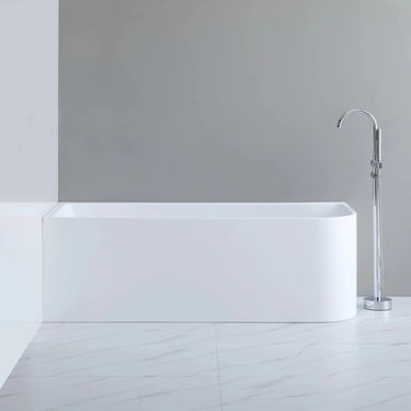 Left Corner Bathtub Matte/Gloss White Casey Back to Wall 1400mm - RJ Bathroom