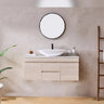 Camden 1200mm Timber Wall Hung Vanity Coastal Oak Installed in Bathroom - RJ Bathroom