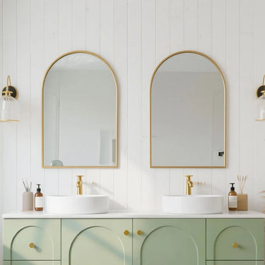 Arco 600x900mm Brushed Gold arch framed mirror