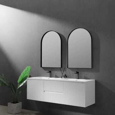 Arco 600x900mm Matte Black arch framed mirror