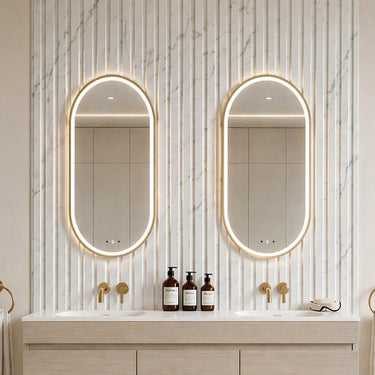 Ellips 450x900mm Brushed Gold oval pill framed led mirror