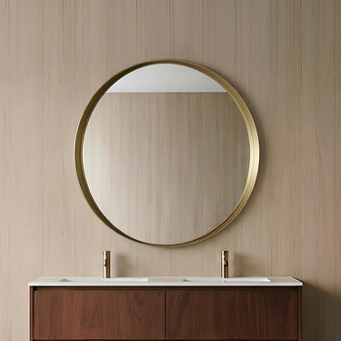 Orbis 600mm Brushed Gold round framed mirror