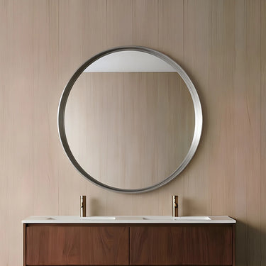 Orbis 900mm Brushed Nickel round framed mirror