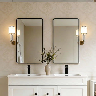 Rectta 600x900mm Matte Black rectangular framed mirror