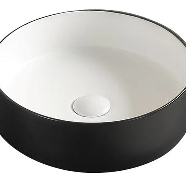 Luna 350x350mm Round Above Counter Matte Black and Matte White Basin - RJ Bathroom