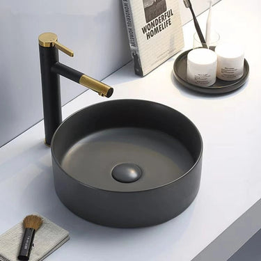 Luna 350x350mm Round Above Counter Matte Gum Metal Grey Basin - RJ Bathroom
