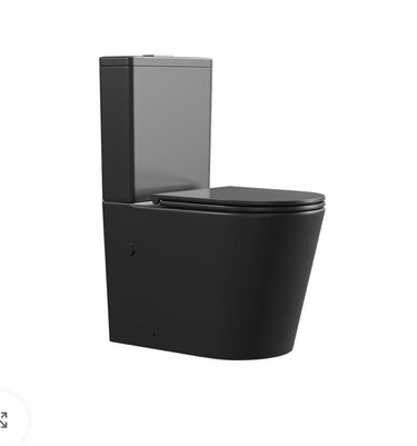 Matte Black Avis Rimless Back To Wall Ceramic Toilet Suite - RJ Bathroom