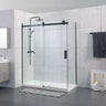 Matte Black frameless corner sliding shower screen with 10mm glass sliding door and return panel
