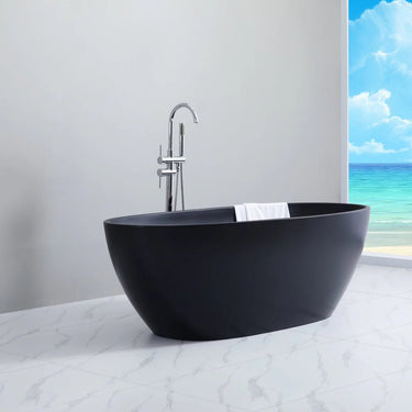 Matte Black Freestanding Bathtub 1500/1700mm Stella Oval Round - RJ Bathroom
