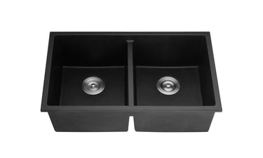 Matte Black Granite Double Bowl Kitchen Sink 813x457mm - RJ Bathroom