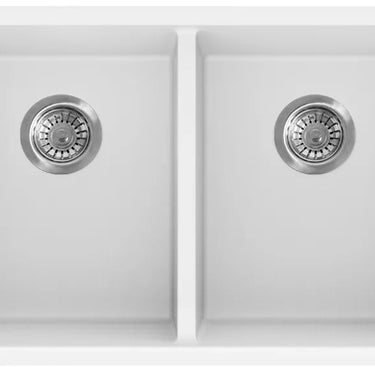 Matte White Granite Double Bowl Kitchen Sink 813x457mm - RJ Bathroom