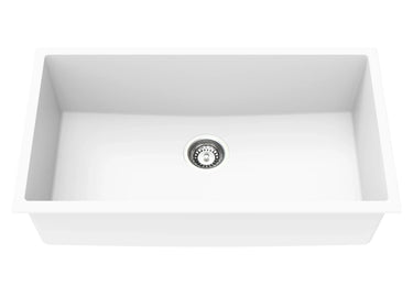 Matte White Granite Single Bowl Kitchen Sink 813x457mm - RJ Bathroom