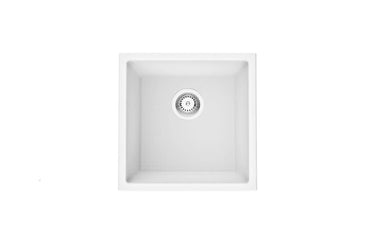 Matte White Granite Single Bowl Laundry Kitchen Sink 381x457mm - RJ Bathroom