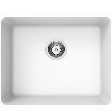 Matte White Granite Single Bowl Laundry Kitchen Sink 543x457mm - RJ Bathroom