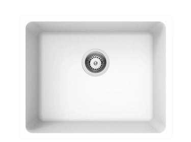 Matte White Granite Single Bowl Laundry Kitchen Sink 543x457mm - RJ Bathroom