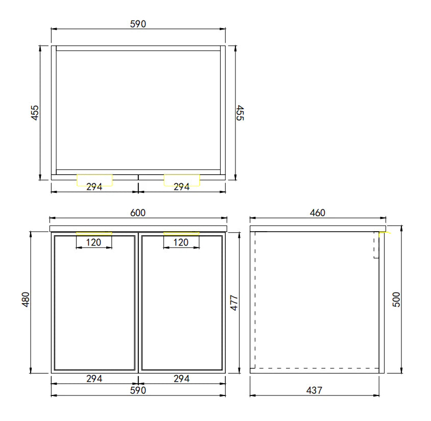 Hampton Vanity Miami Shaker 600mm Olive Green PVC Waterproof Wall Hung Solid Surface Stone top
