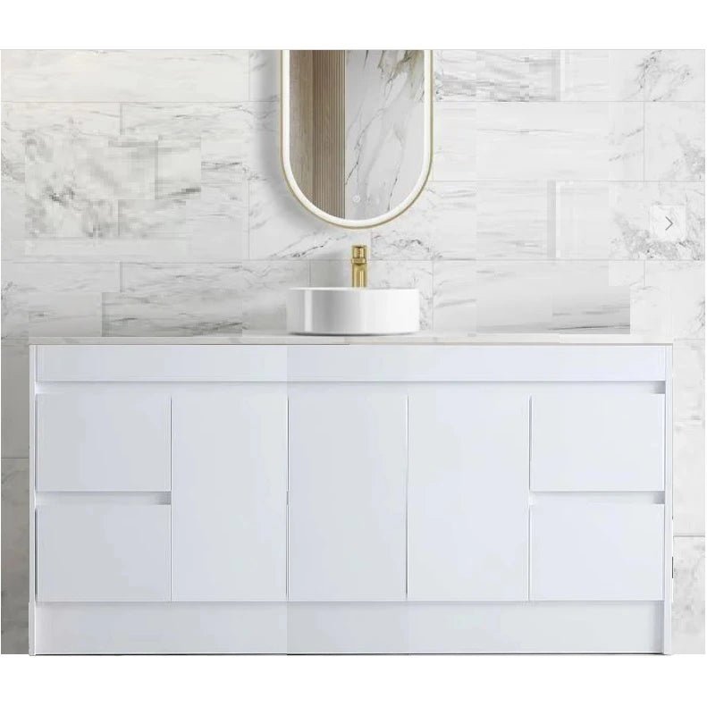 Milano PVC Waterproof 1800mm Vanity Carrara Stone Top - RJ Bathroom